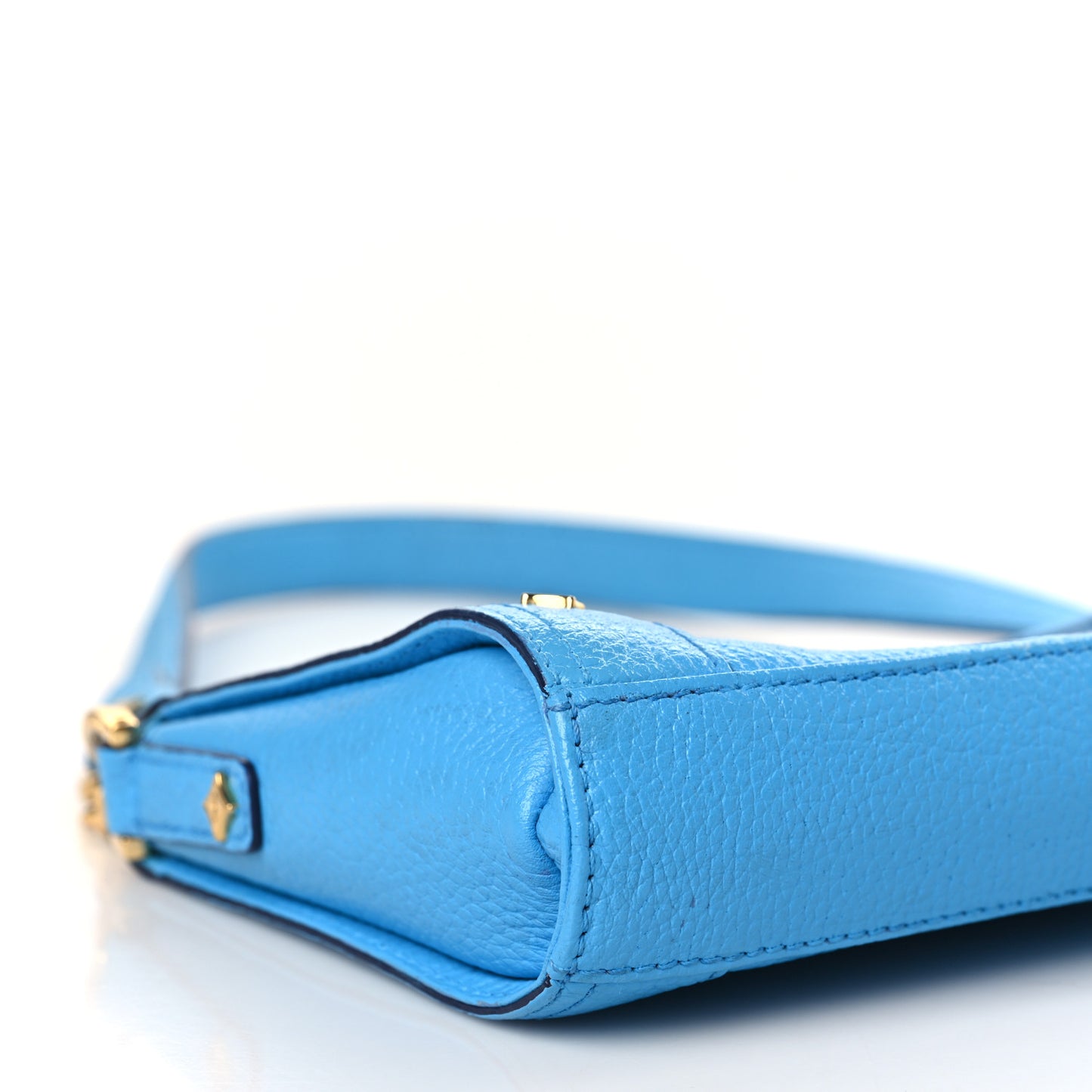 Grained Calfskin Studded Pouch Blue