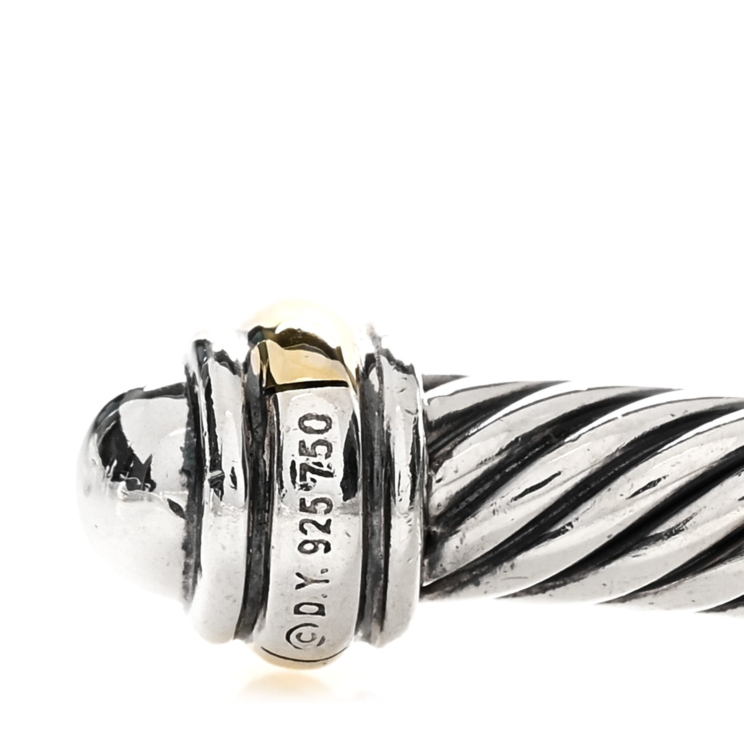 David Yurman Sterling Silver 18K Yellow Gold 4mm Cable Classics Bracelet 3 of 3