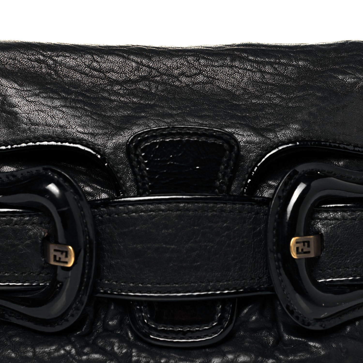 Fendi Nappa Patent B Bis Flap Bag Black 6 of 13