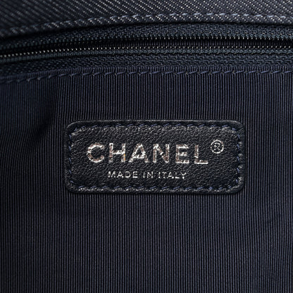 Chanel Denim Pleated Denim Turtle Flap Dark Blue 5 of 8