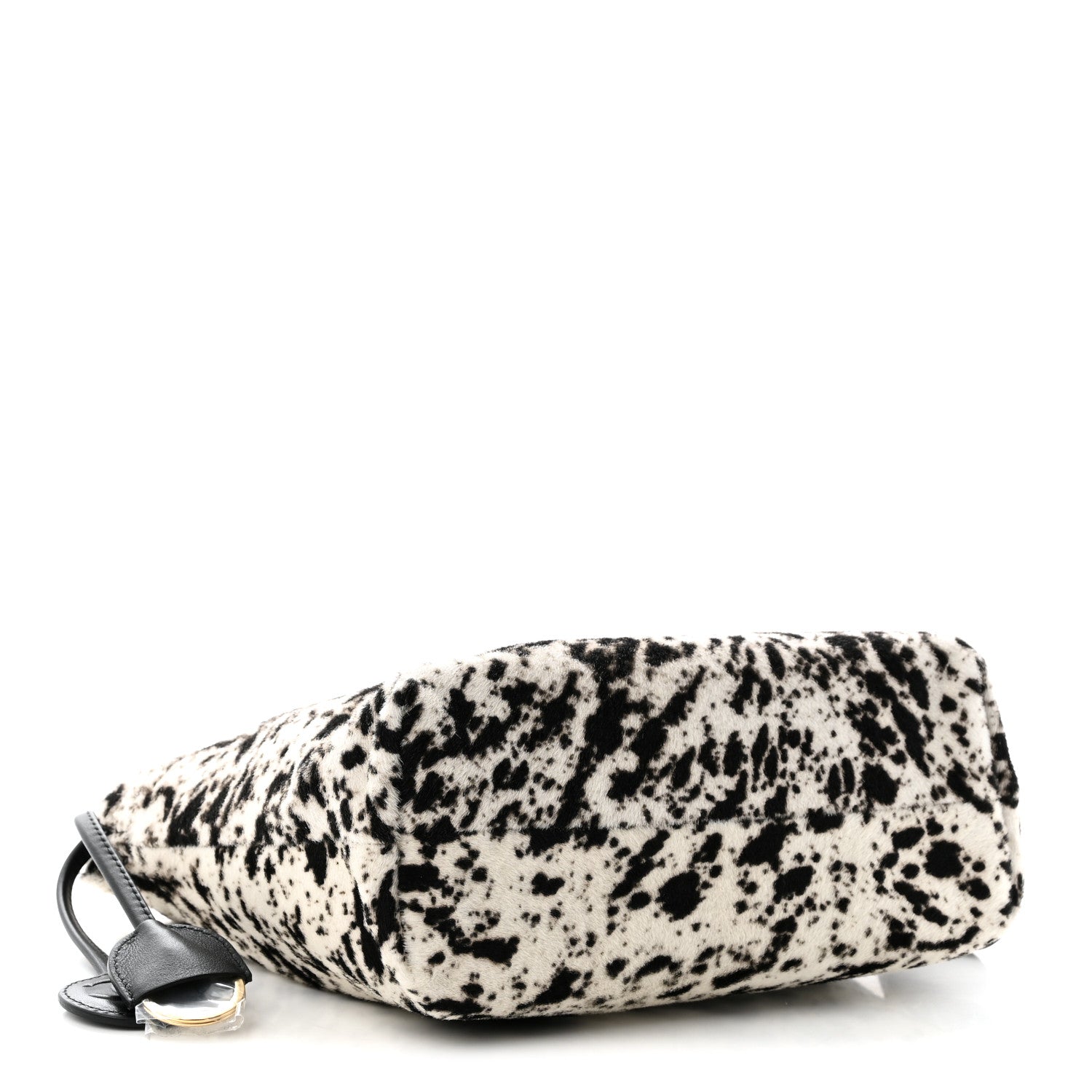 Chanel Pony Hair Printed Drawstring Clutch With Strap White Black 4 of 10