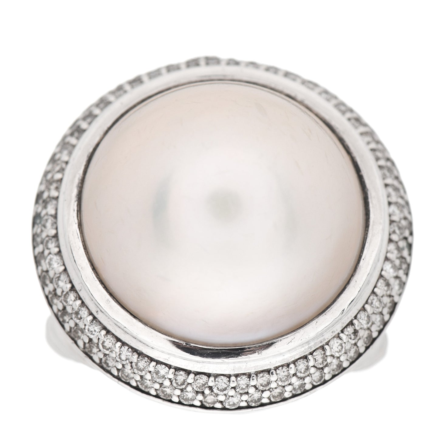 Sterling Silver Diamond Pearl 18mm Cerise Ring 52 6