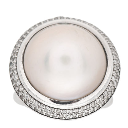 David Yurman Sterling Silver Diamond Pearl 18mm Cerise Ring 52 6 1 of 5