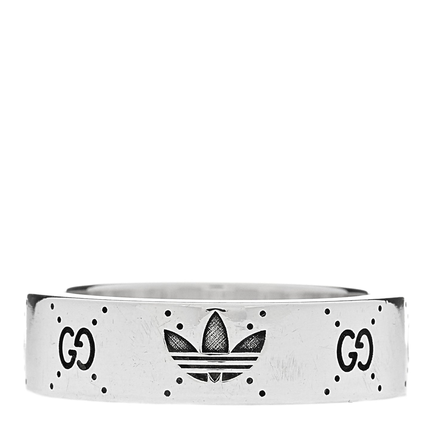 X ADIDAS Sterling Silver Trefoil GG Monogram Band Ring 57 8