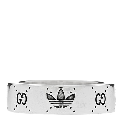 Gucci X ADIDAS Sterling Silver Trefoil GG Monogram Band Ring 57 8 1 of 6