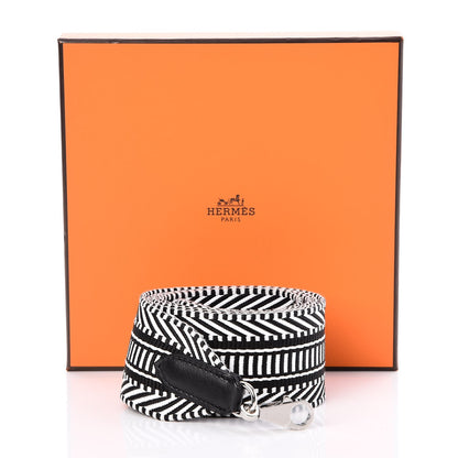 Hermes Toile Swift 50mm Sangle Cavale Shoulder Strap Black Ecru 5 of 5