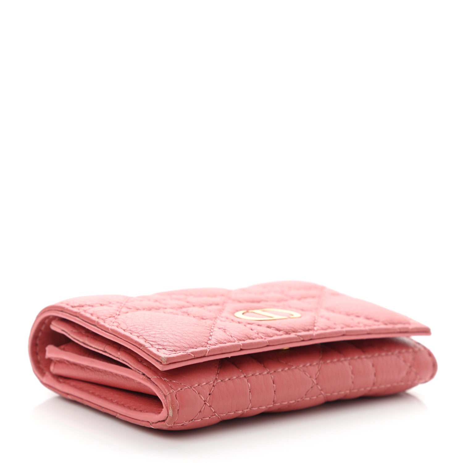 Christian Dior Supple Calfskin Cannage Caro Glycine Wallet Pink 4 of 10