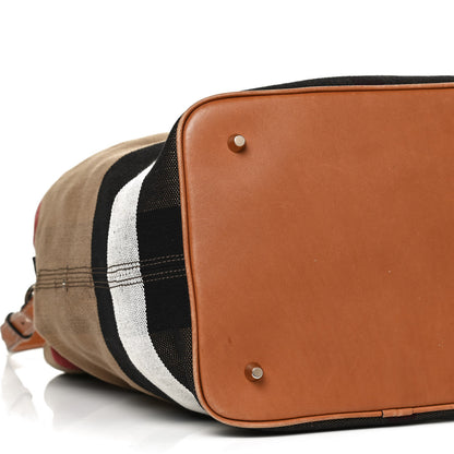 Burberry Canvas Mega Check Medium Ashby Hobo Saddle Brown 12 of 13
