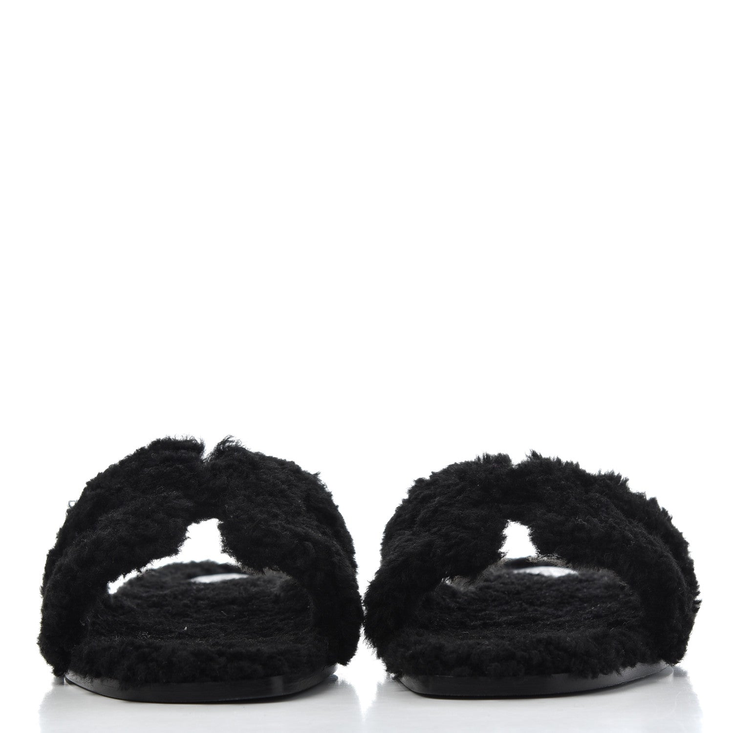 Hermes Woolskin Oran Sandals 40 Black 2 of 13