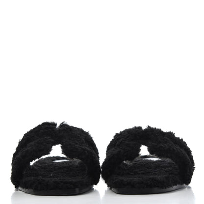 Hermes Woolskin Oran Sandals 40 Black 2 of 13