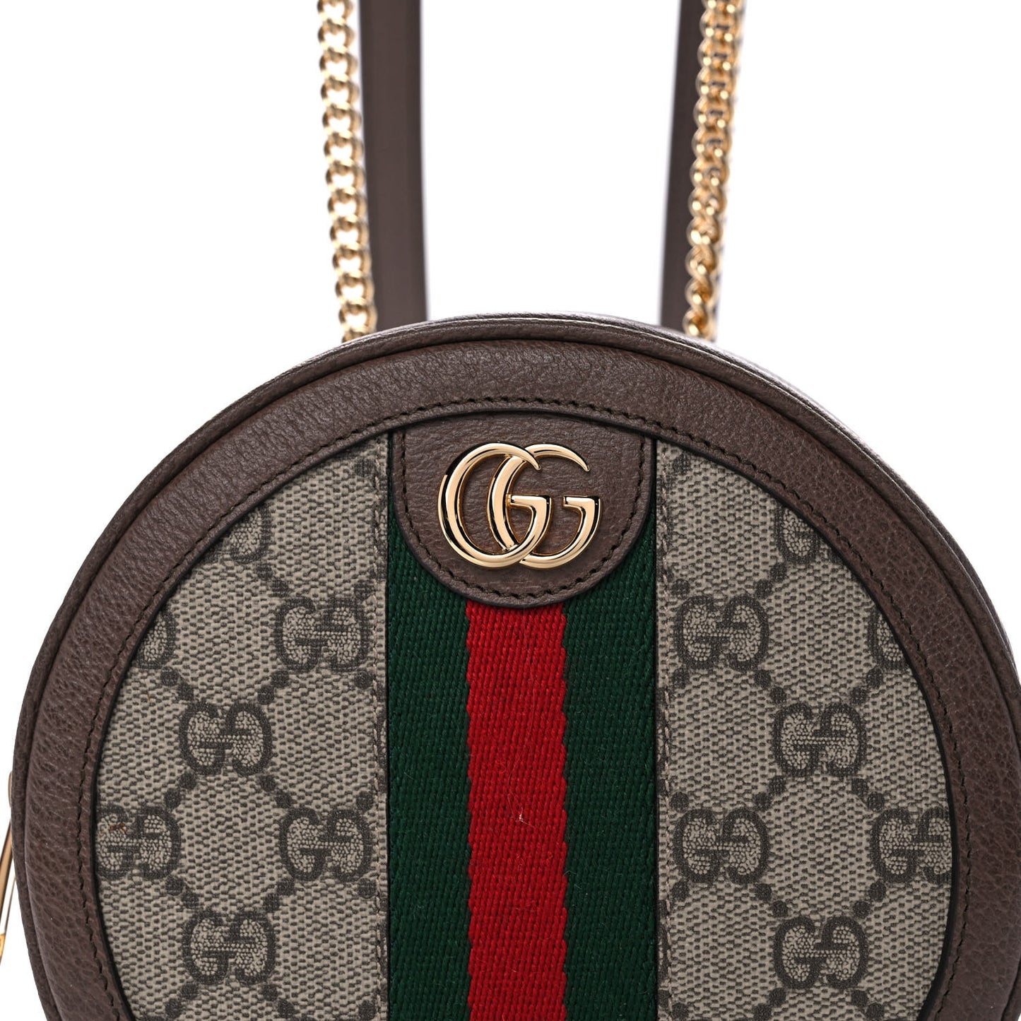 GG Supreme Monogram Web Mini Ophidia Round Backpack Brown