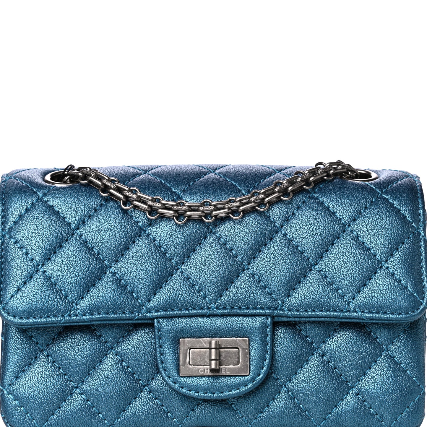 Metallic Sheepskin Quilted 2.55 Reissue Mini Flap Blue