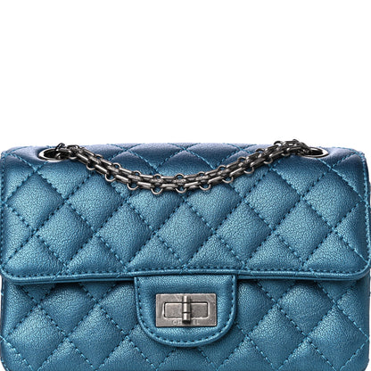 Chanel Metallic Sheepskin Quilted 2.55 Reissue Mini Flap Blue 8 of 10