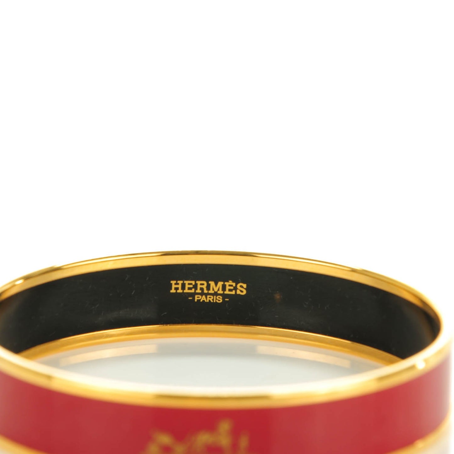 Enamel Printed Caleche Narrow Bracelet 70 Rouge H