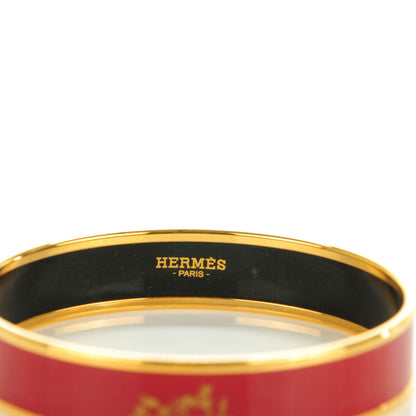 Hermes Enamel Printed Caleche Narrow Bracelet 70 Rouge H 3 of 5