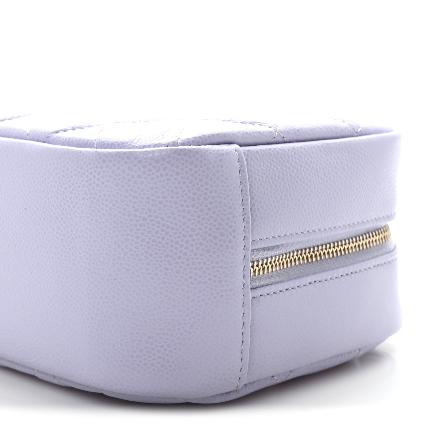 Caviar Quilted Medium Curvy Pouch Cosmetic Case Light Purple