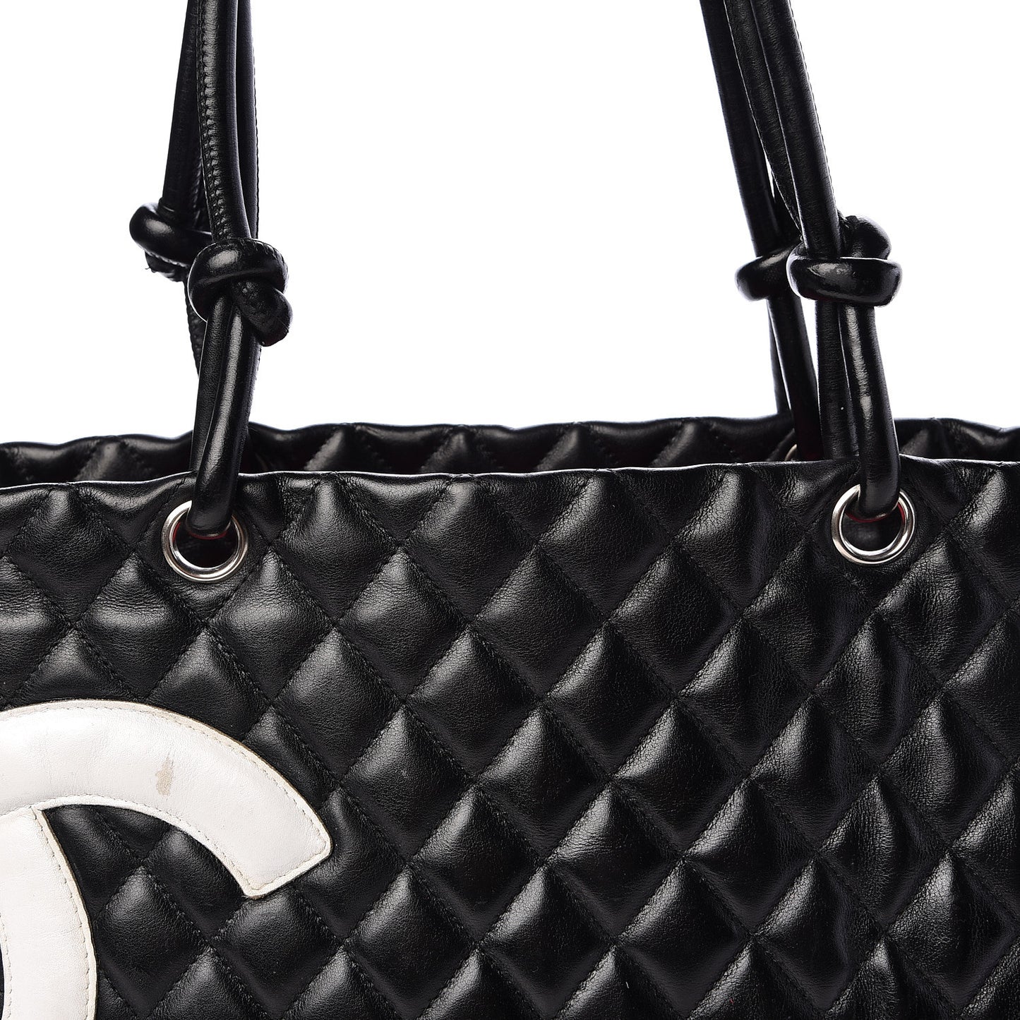 Calfskin Quilted Large Cambon Tote Black White