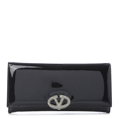 Valentino Garavani Patent Crystal Flap Wallet Black 1 of 10