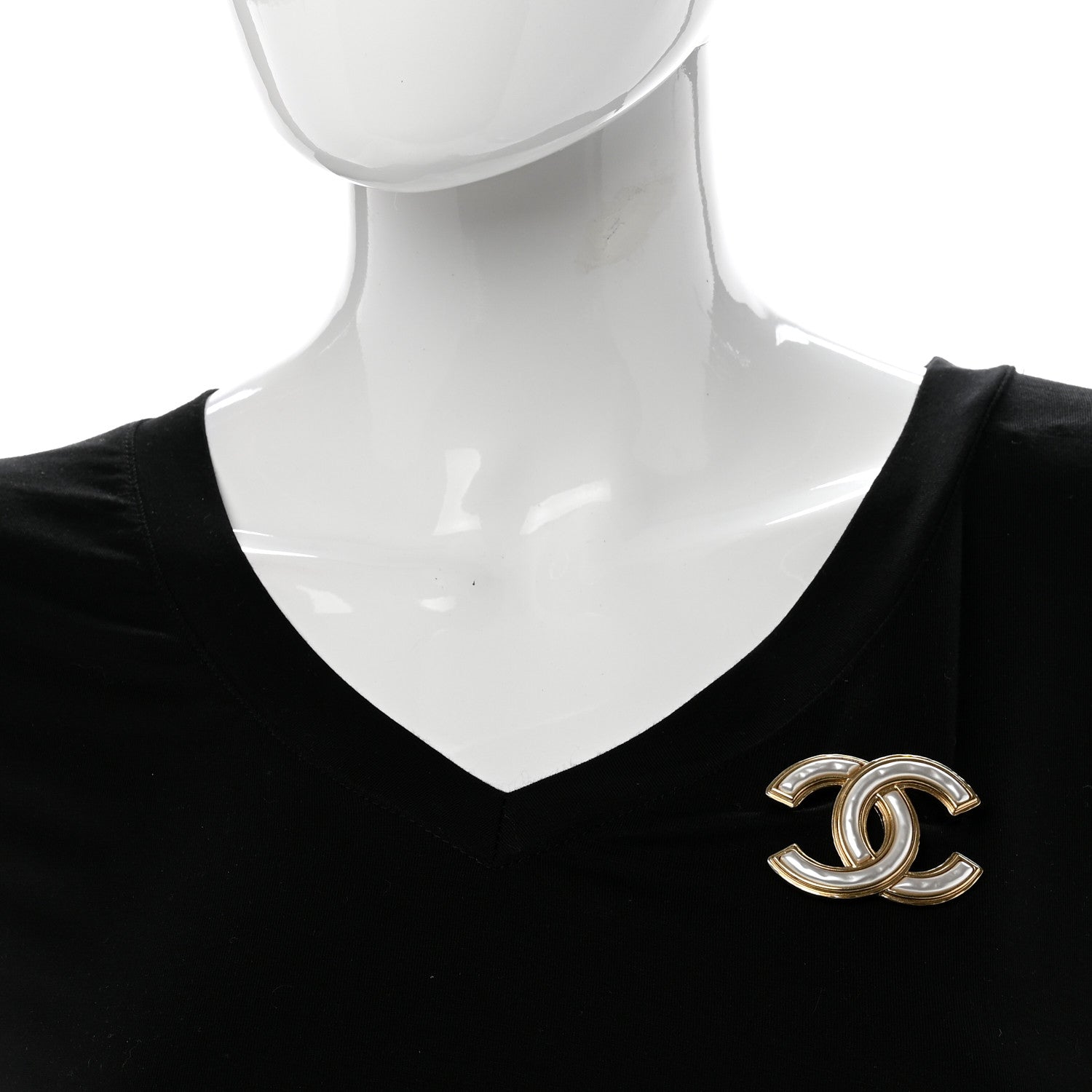 Chanel Metal Pearl CC Brooch Gold 2 of 5