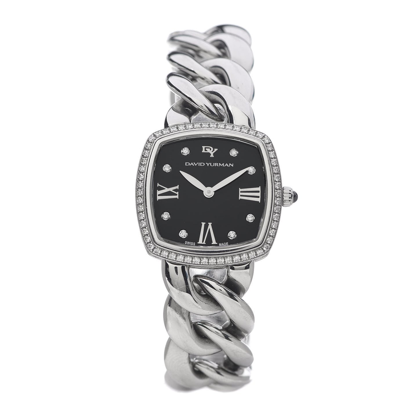 Stainless Steel Diamond Bezel 27mm Albion Quartz Watch Black