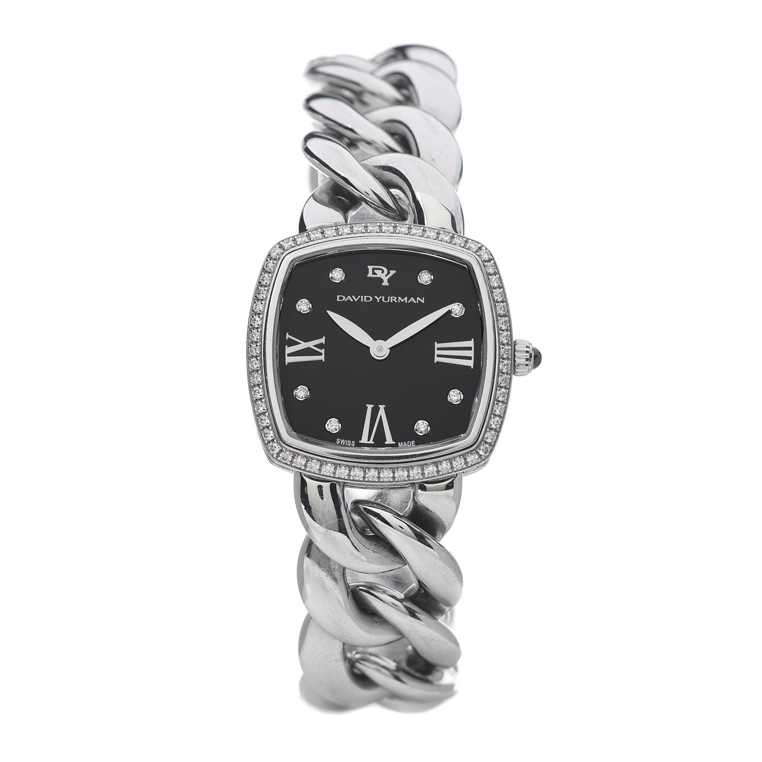 David Yurman Stainless Steel Diamond Bezel 27mm Albion Quartz Watch Black 1 of 6