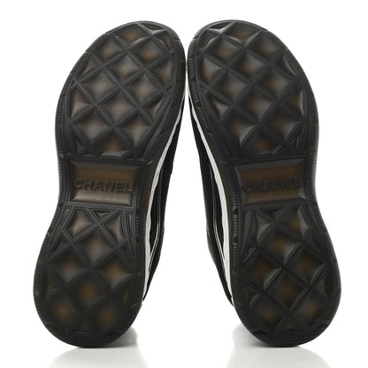 Chanel Fabric Suede CC Sneakers 38.5 Black Dark Grey 5 of 9