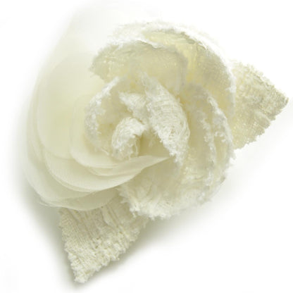 Chanel Fantasy Tweed Camellia Pin Brooch Ivory 1 of 5