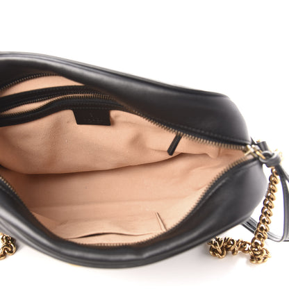 Gucci Calfskin Matelasse Medium GG Marmont Chain Shoulder Bag Black 5 of 11