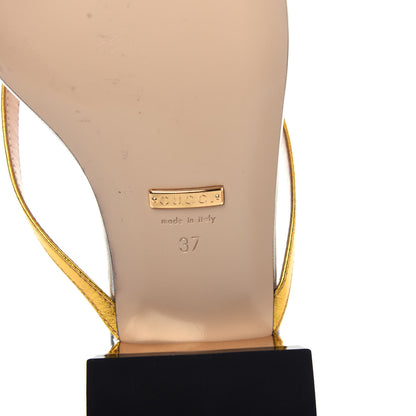 Gucci Calfskin Bow Thong Sandal 37 Gold 9 of 10