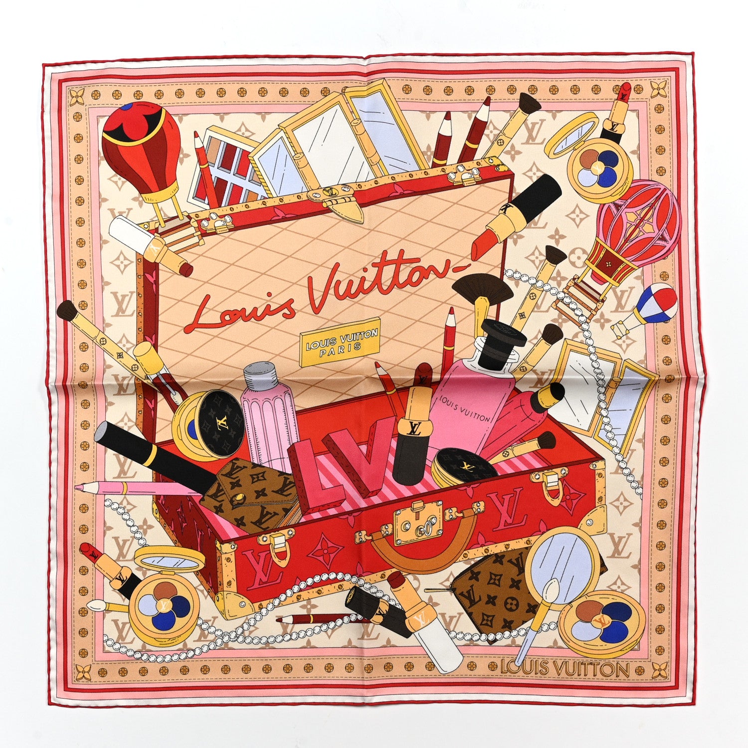 Louis Vuitton Silk Paris En Beaute Square Scarf 55 Rose 1902316