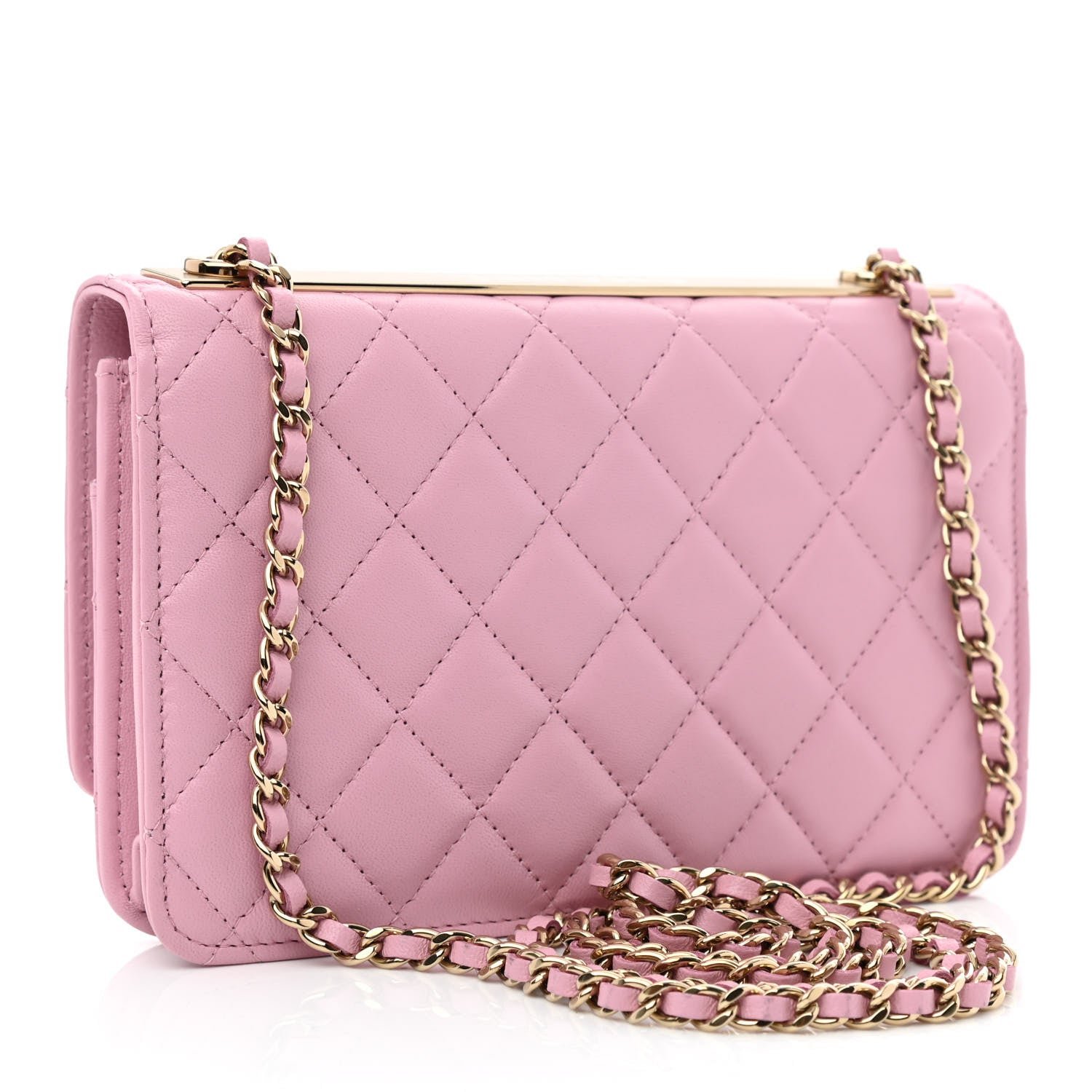 Chanel Lambskin Quilted Trendy CC Wallet On Chain WOC Pink 3 of 12