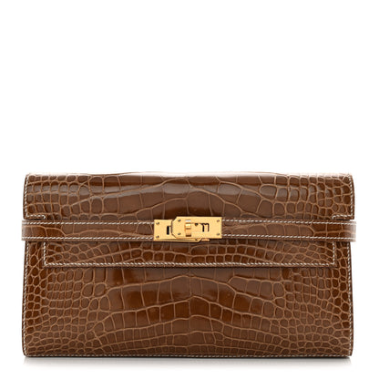 Hermes Shiny Alligator Kelly Longue Wallet Ficelle 1 of 12