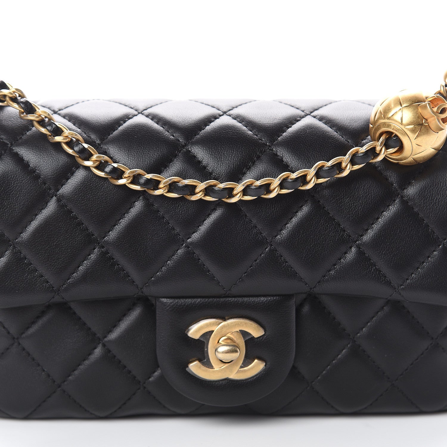 Chanel Lambskin Quilted Mini Rectangular Pearl Crush Flap Black 7 of 9
