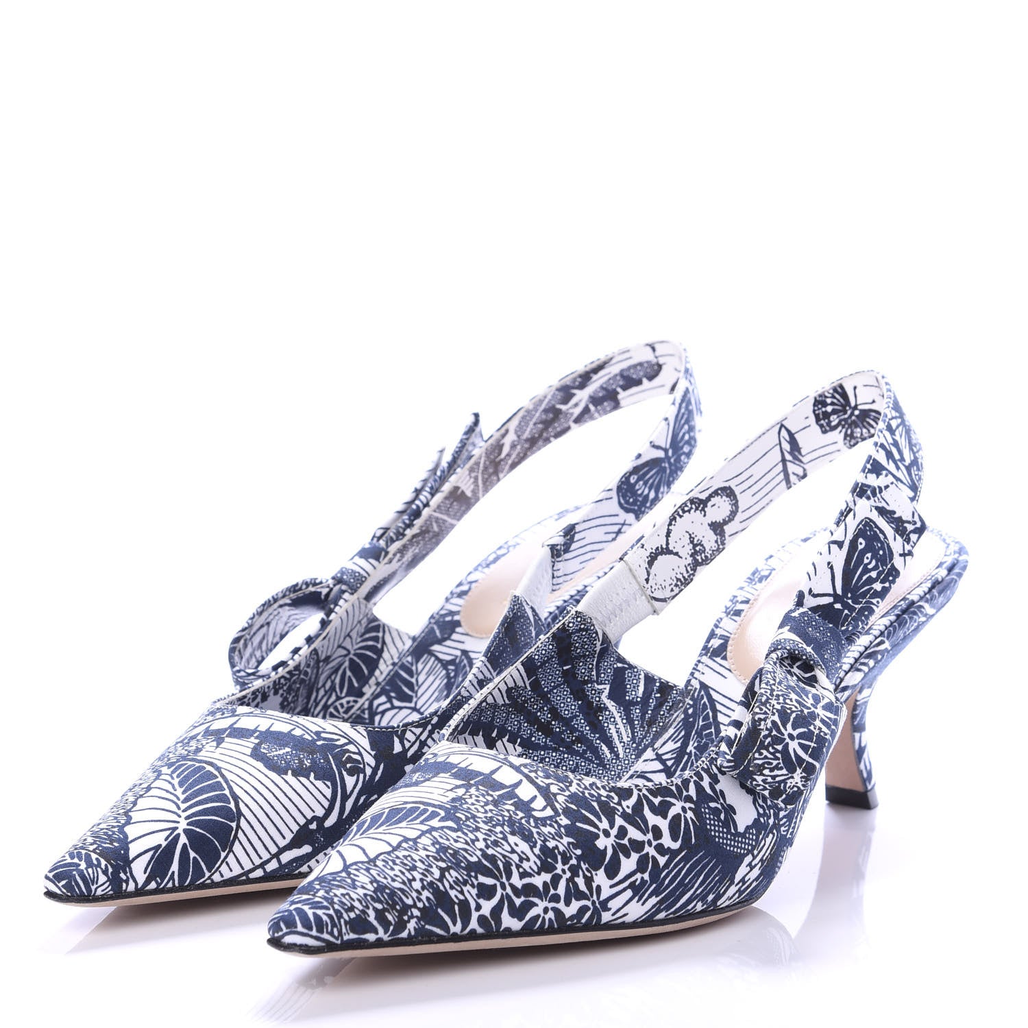 Christian Dior Toile De Jouy Sweet D Slingback Pumps 39.5 Off White 3 of 7