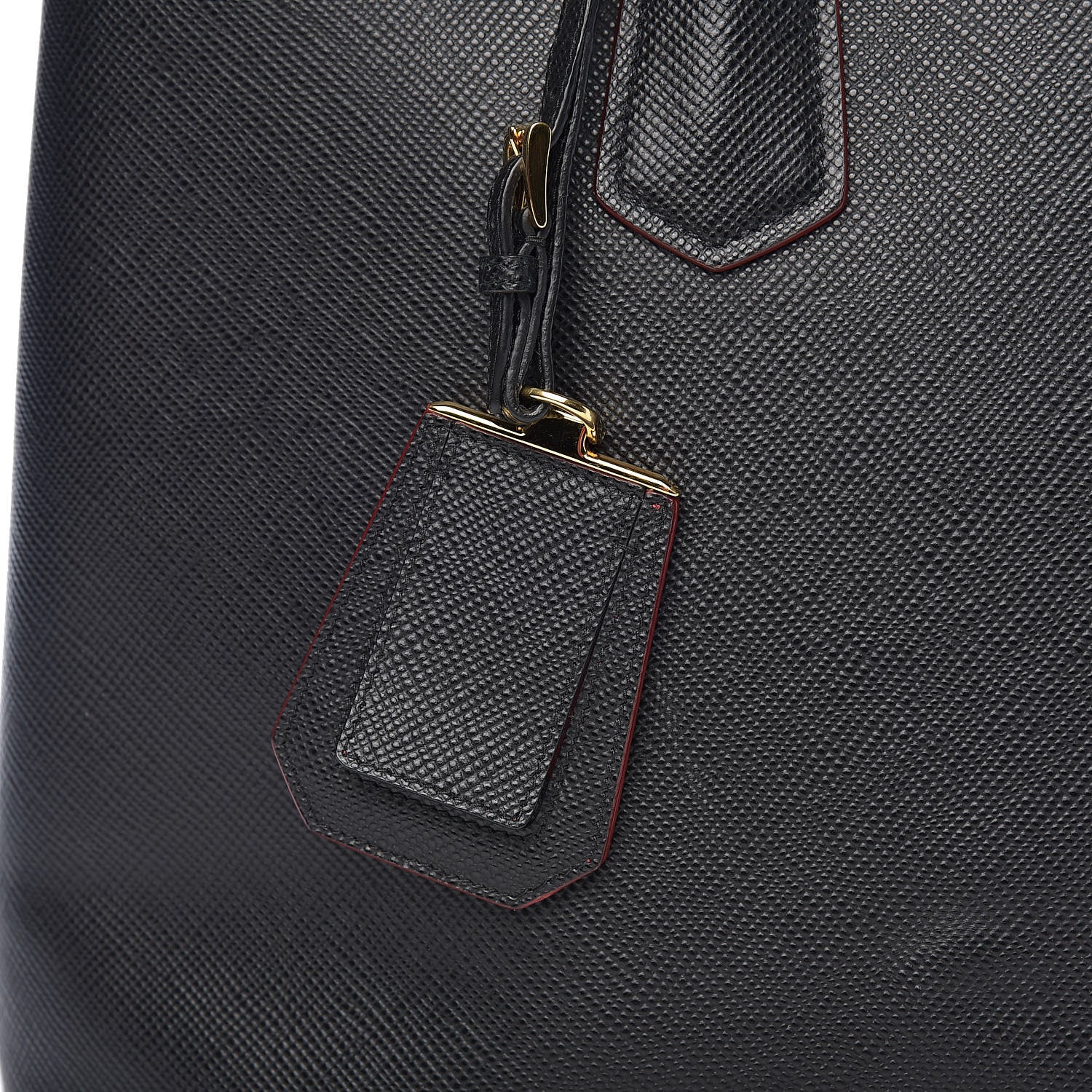 Prada Saffiano Cuir Large Double Bag Black Fuoco 14 of 15