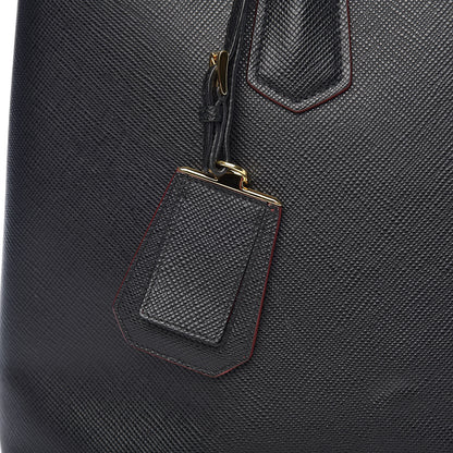 Prada Saffiano Cuir Large Double Bag Black Fuoco 14 of 15