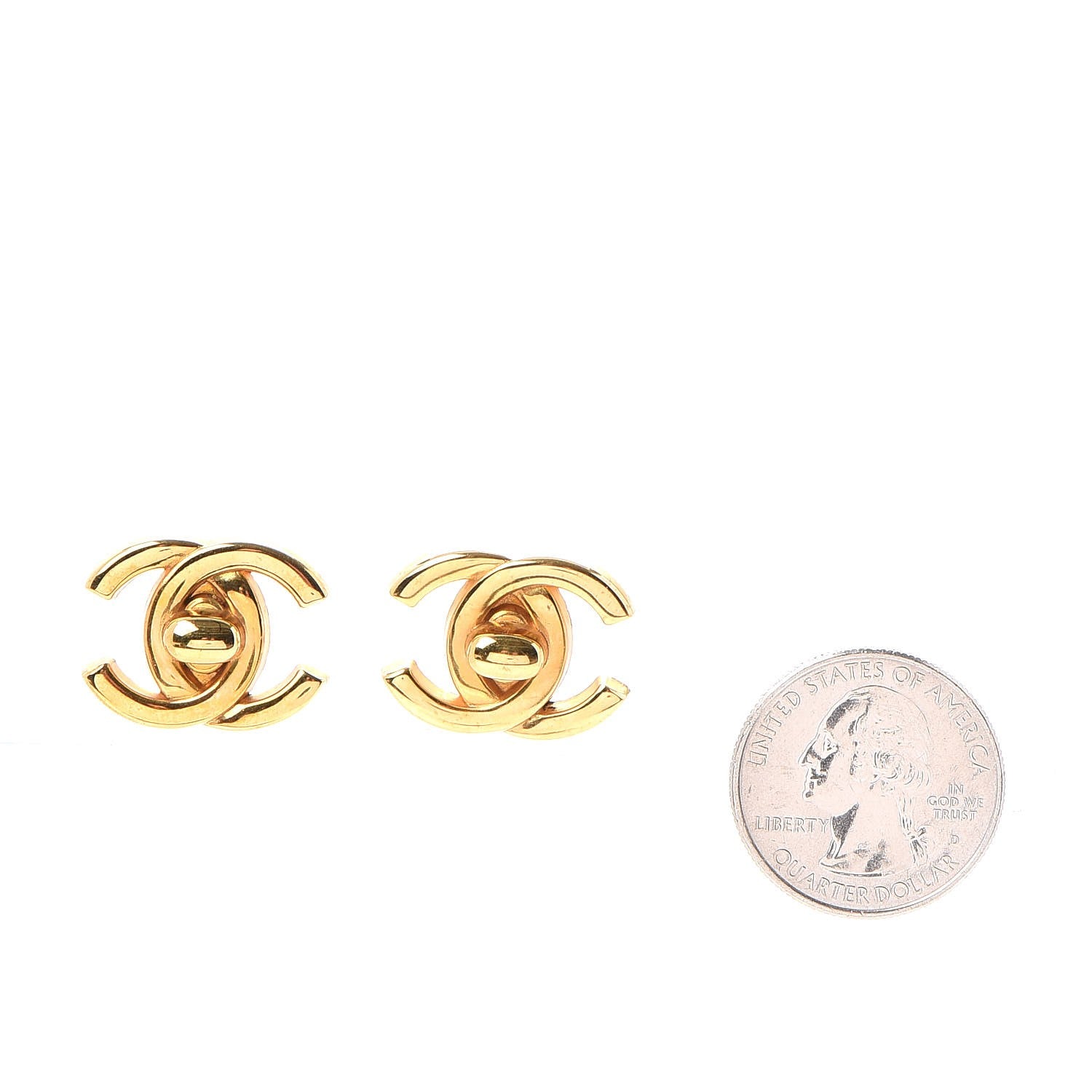 Chanel Metal CC Turnlock Clip On Earrings Gold 2 of 6