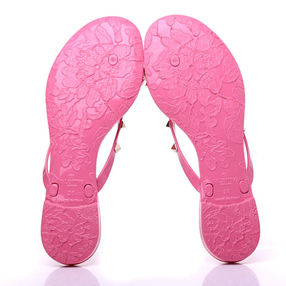 Valentino Garavani PVC Jelly Rockstud Bow Thong Sandals 38 Pink 6 of 9