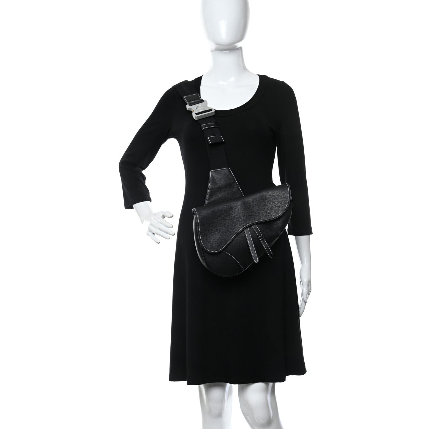 Calfskin Mens Saddle Bag Black