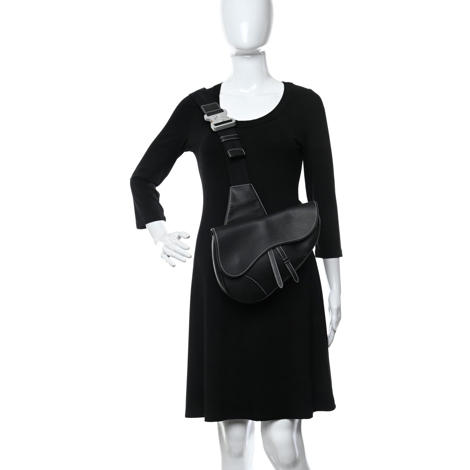 Christian Dior Calfskin Mens Saddle Bag Black 2 of 12