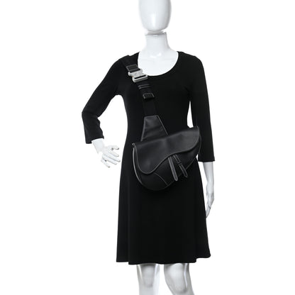 Christian Dior Calfskin Mens Saddle Bag Black 2 of 12