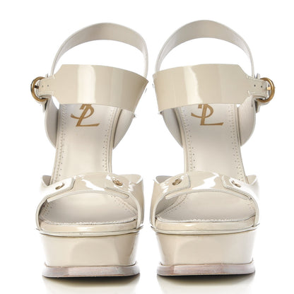 Saint Laurent Patent Tribute Stud Platform Sandals 36.5 White 2 of 14