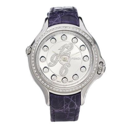 Fendi Stainless Steel Alligator Diamond Bezel Topaz 38mm Crazy Carats Rotating Gem Quartz Watch 1 of 8