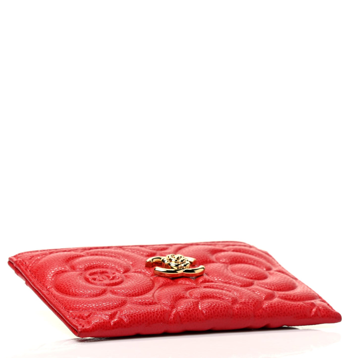 Caviar Camellia Embossed Card Holder Red