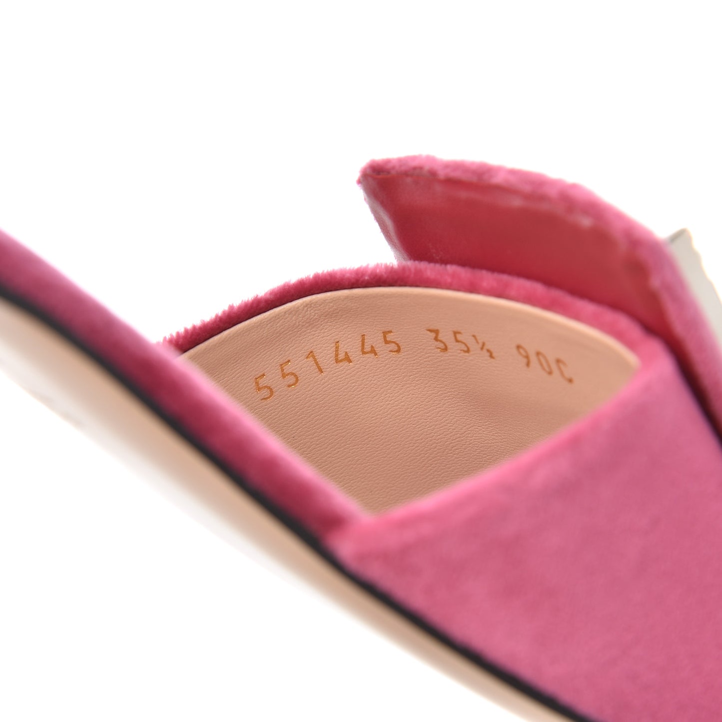 Velvet Crystal Square G Madelyn Slide Sandals 35.5 Light Raspberry Rose