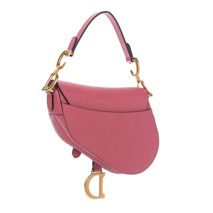 Christian Dior Grained Calfskin Mini Saddle Bag Pink 3 of 14