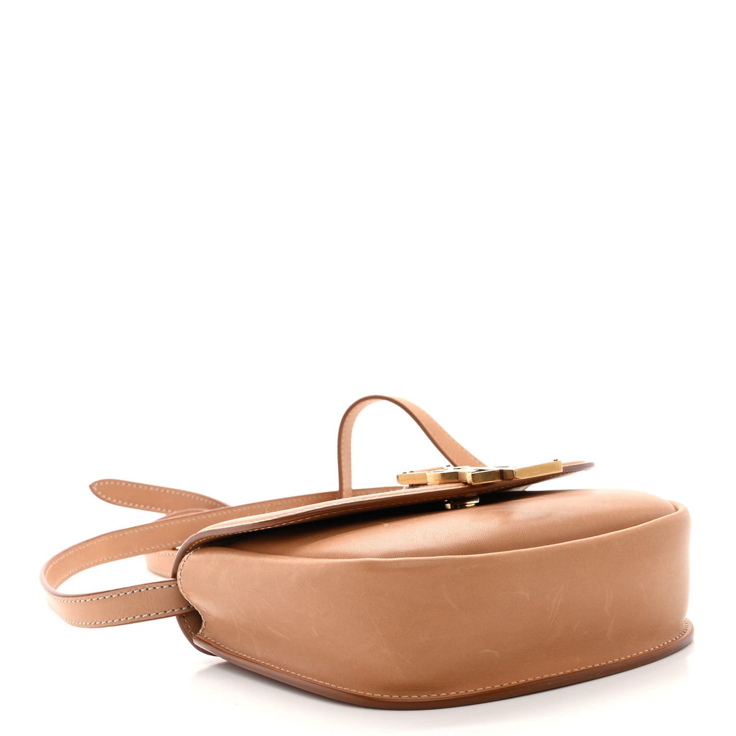 SAINT LAURENT Smooth Calfskin Cotton Canvas Small Kaia Satchel Natural Beige