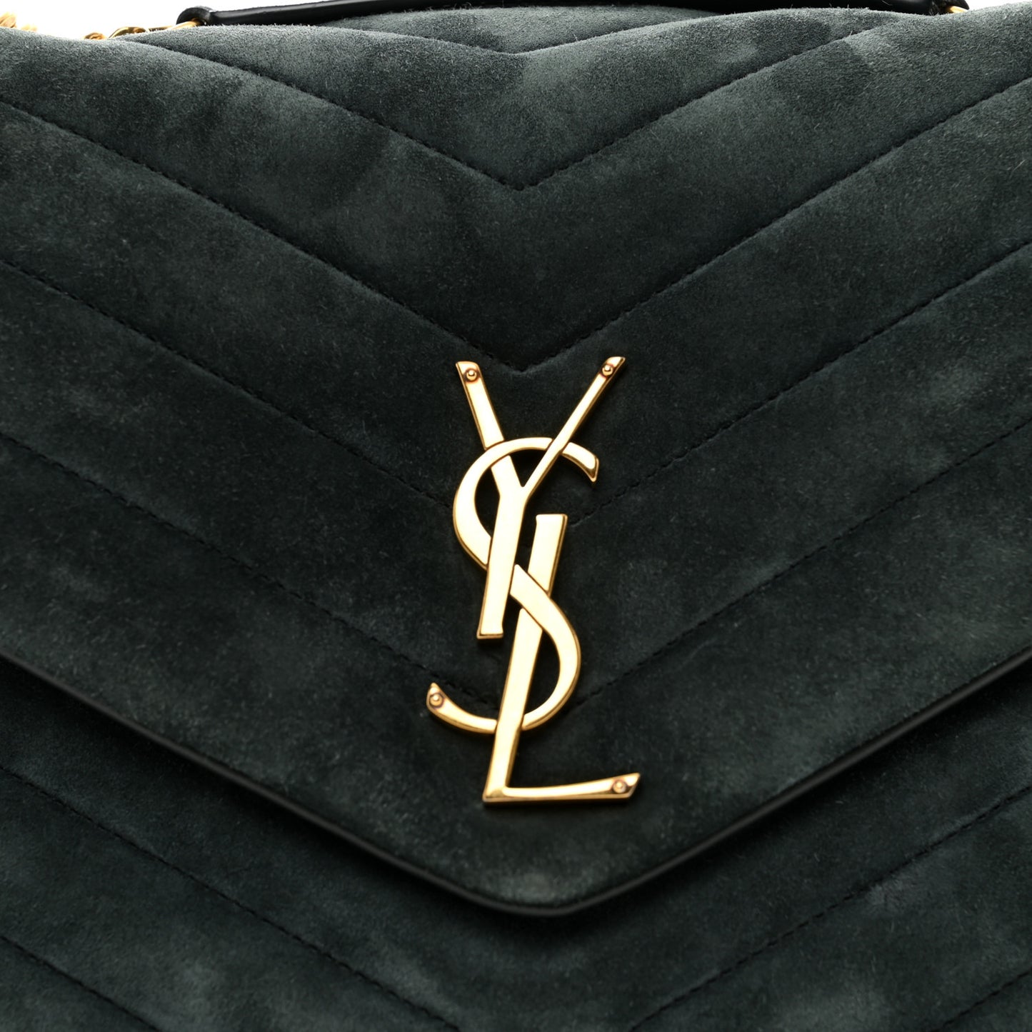 Suede Y Quilted Monogram Medium Loulou Chain Satchel