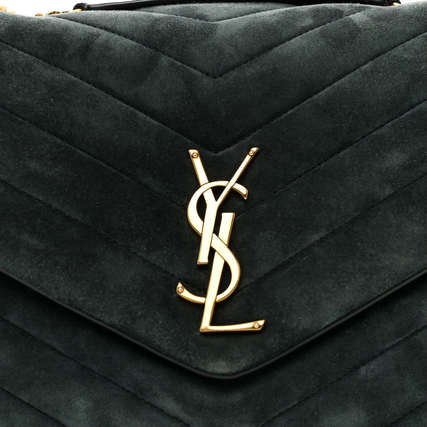 Saint Laurent Suede Y Quilted Monogram Medium Loulou Chain Satchel 5 of 11