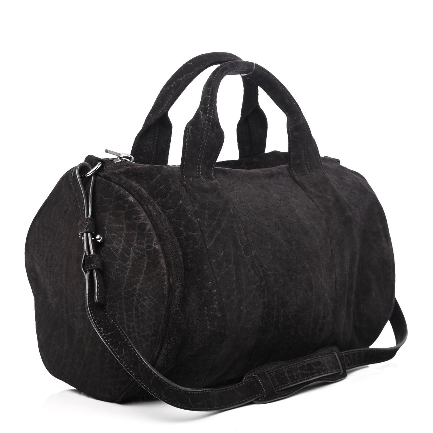 Tumbled Nubuck Rocco Espresso Rhodium Hardware